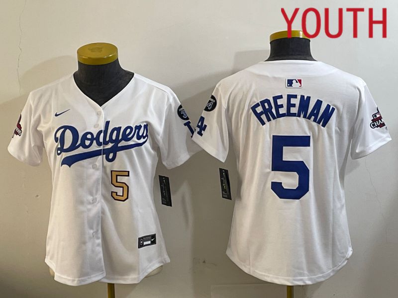 Youth Los Angeles Dodgers #5 Freeman White Game 2024 Nike MLB Jersey style 12097->youth mlb jersey->Youth Jersey